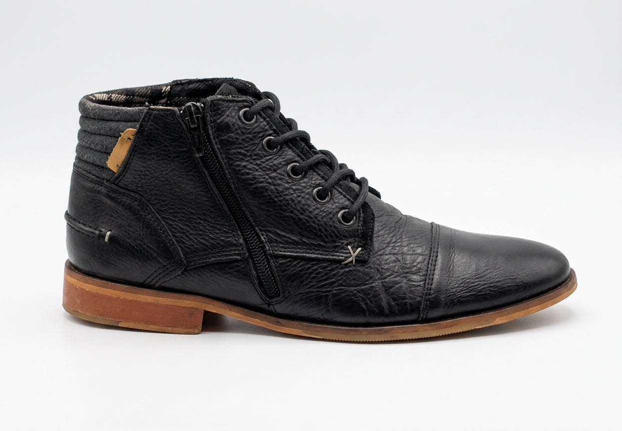 Men's Dune Leather Boots With Side Zip