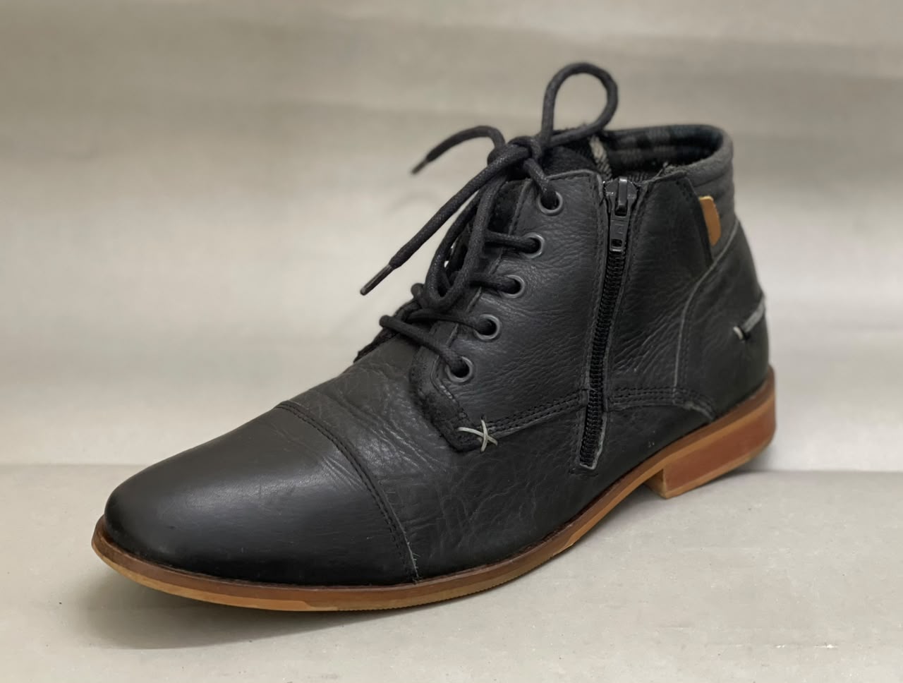Men's Dune Leather Boots With Side Zip